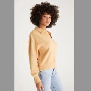Z Supply Goldenrod Collared Long Sleeve Sweatshirt Size Small
